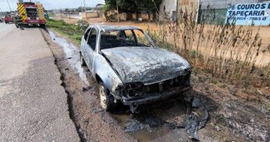 Acidente provoca incêndio em veículo na BR-040; motorista foge do local