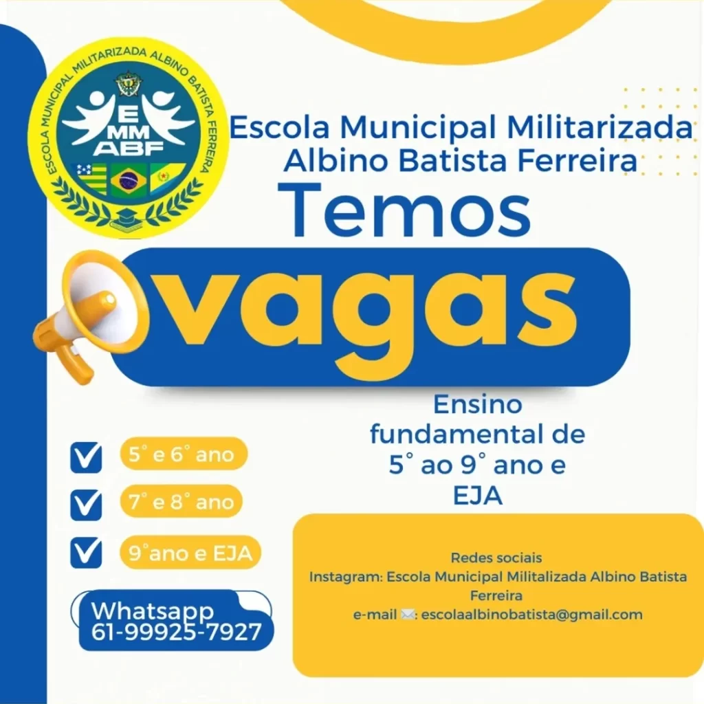 *Escola Municipal Militarizada Albino Batista Ferreira Abre Vagas para o Ano Letivo de 2025*
