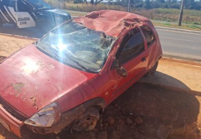 Motorista fica ferido após capotamento na descida do Lago Jacob, em Cidade Ocidental